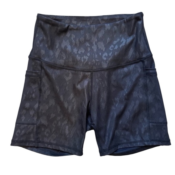 Women's Leg End Active Black Leopard Print High-Waisted Sport Shorts Size Small - Picture 1 of 6